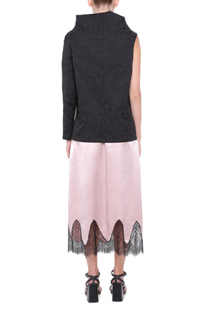 Pink viscose  skirt with lace details
