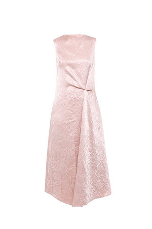 Pink viscose dress with pleats