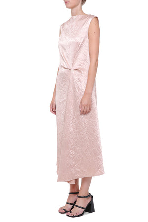 Pink viscose dress with pleats