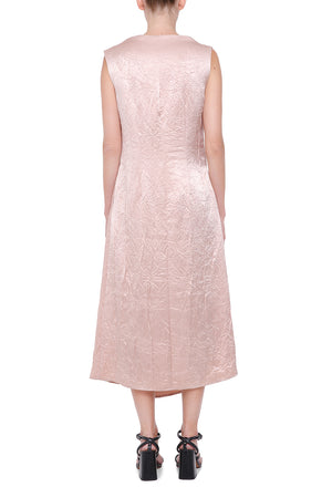 Pink viscose dress with pleats