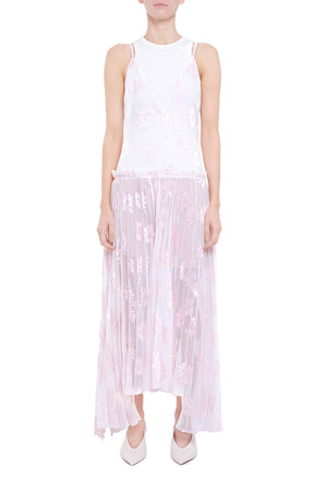White printed chiffon dress