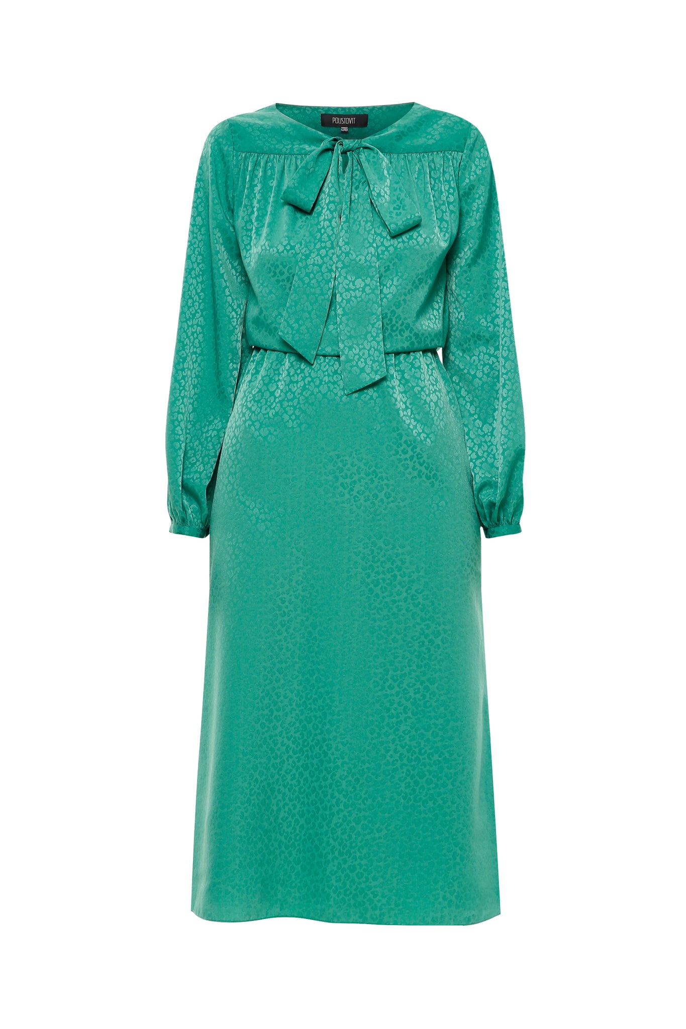 Зелена жакардова сукня із зав'язками