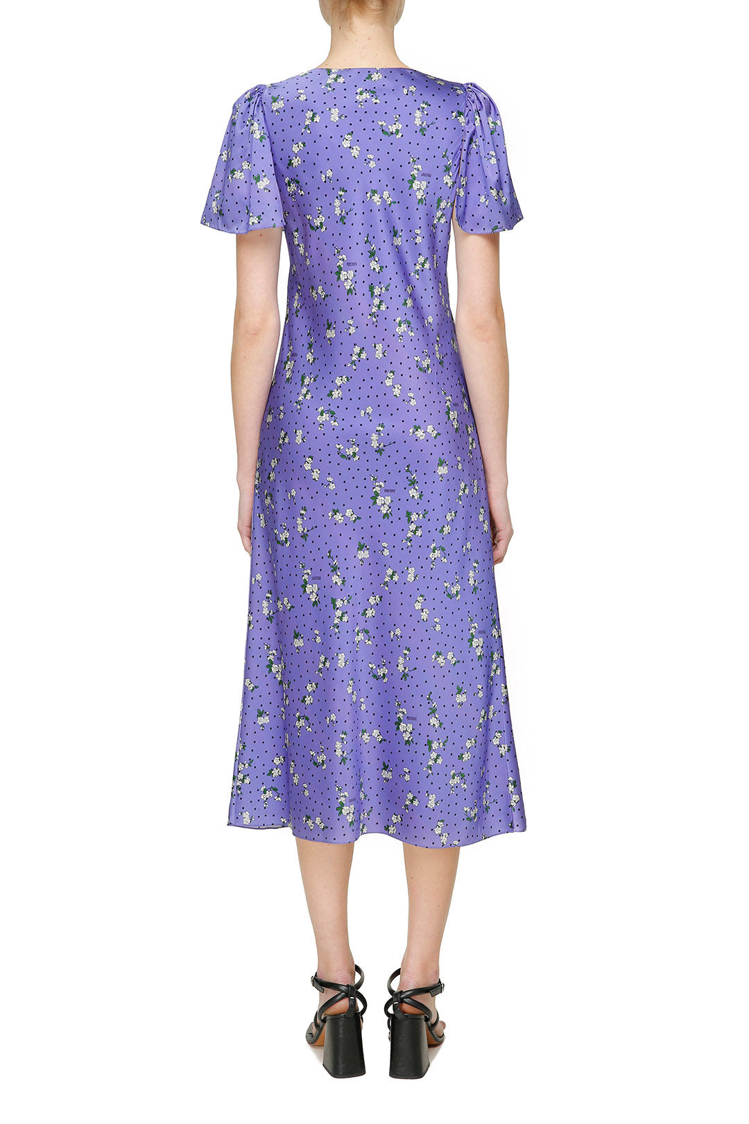 Шовкова фіолетова сукня з принтом