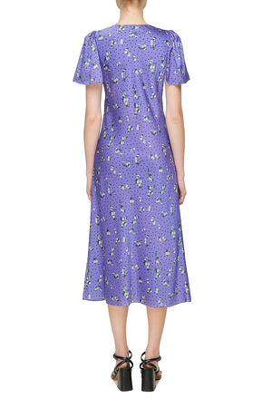 Шовкова фіолетова сукня з принтом