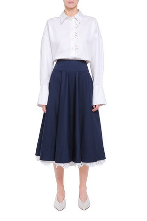 Navy blue cotton skirt with removable detail