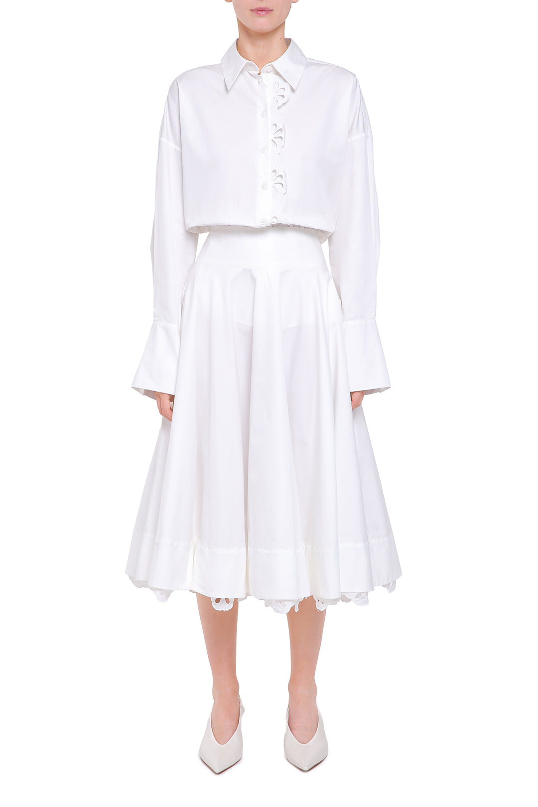 White cotton skirt with removable detail