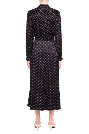 Black polka dot shirt dress