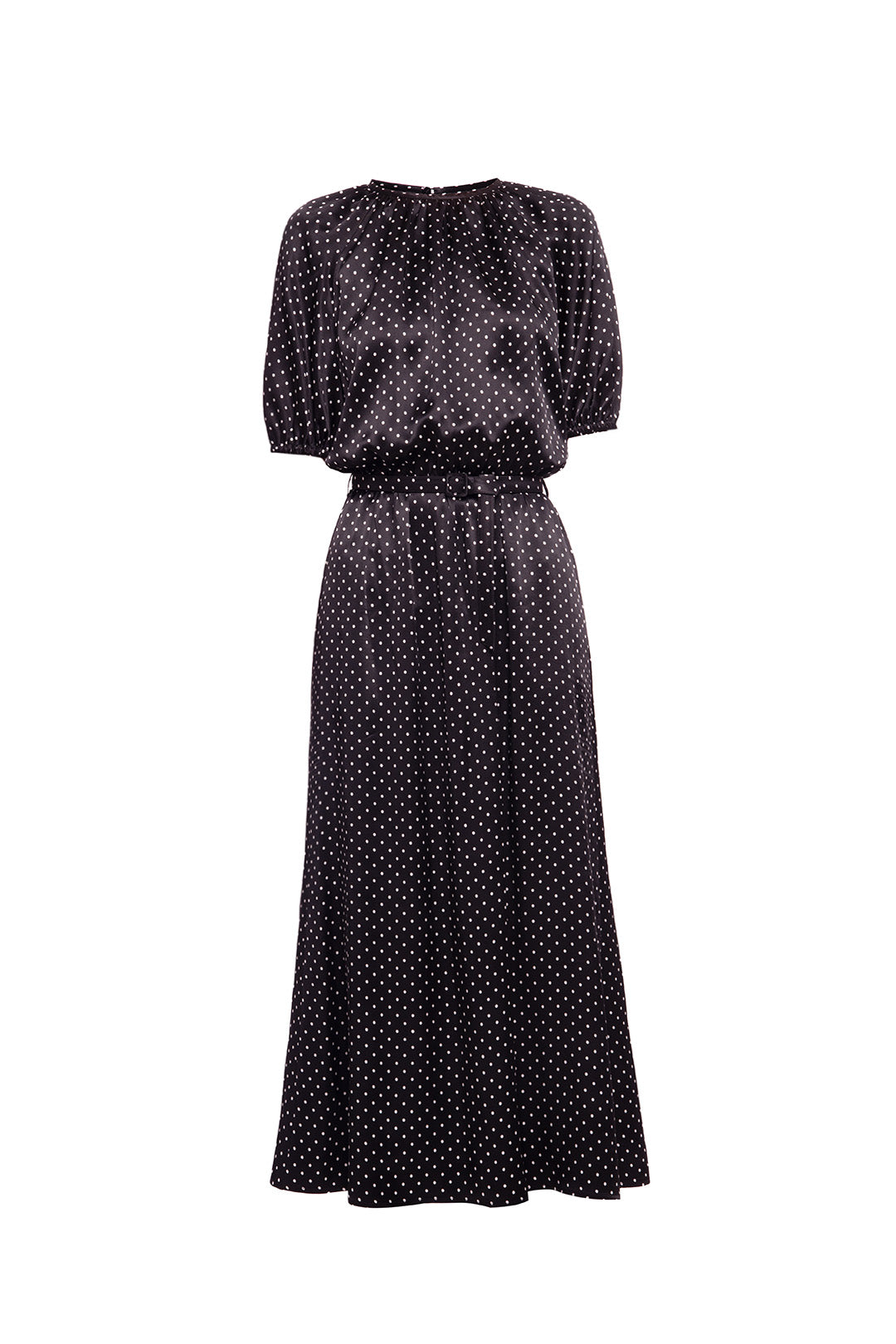 Black viscose polka dot dress