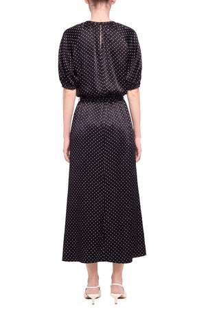 Black viscose polka dot dress