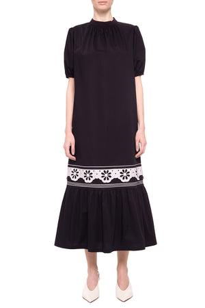 Black cotton embroidered dress