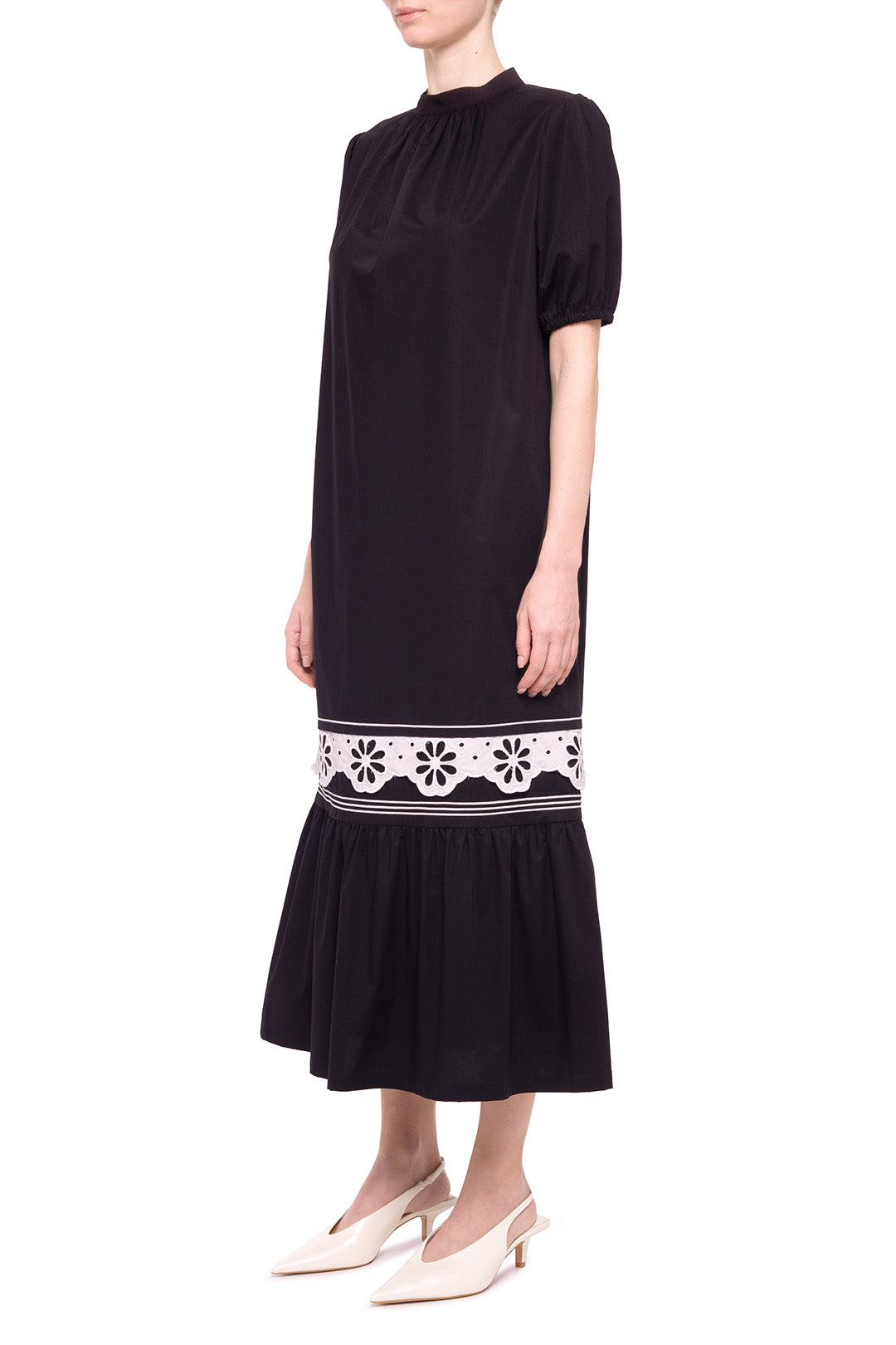 Black cotton embroidered dress