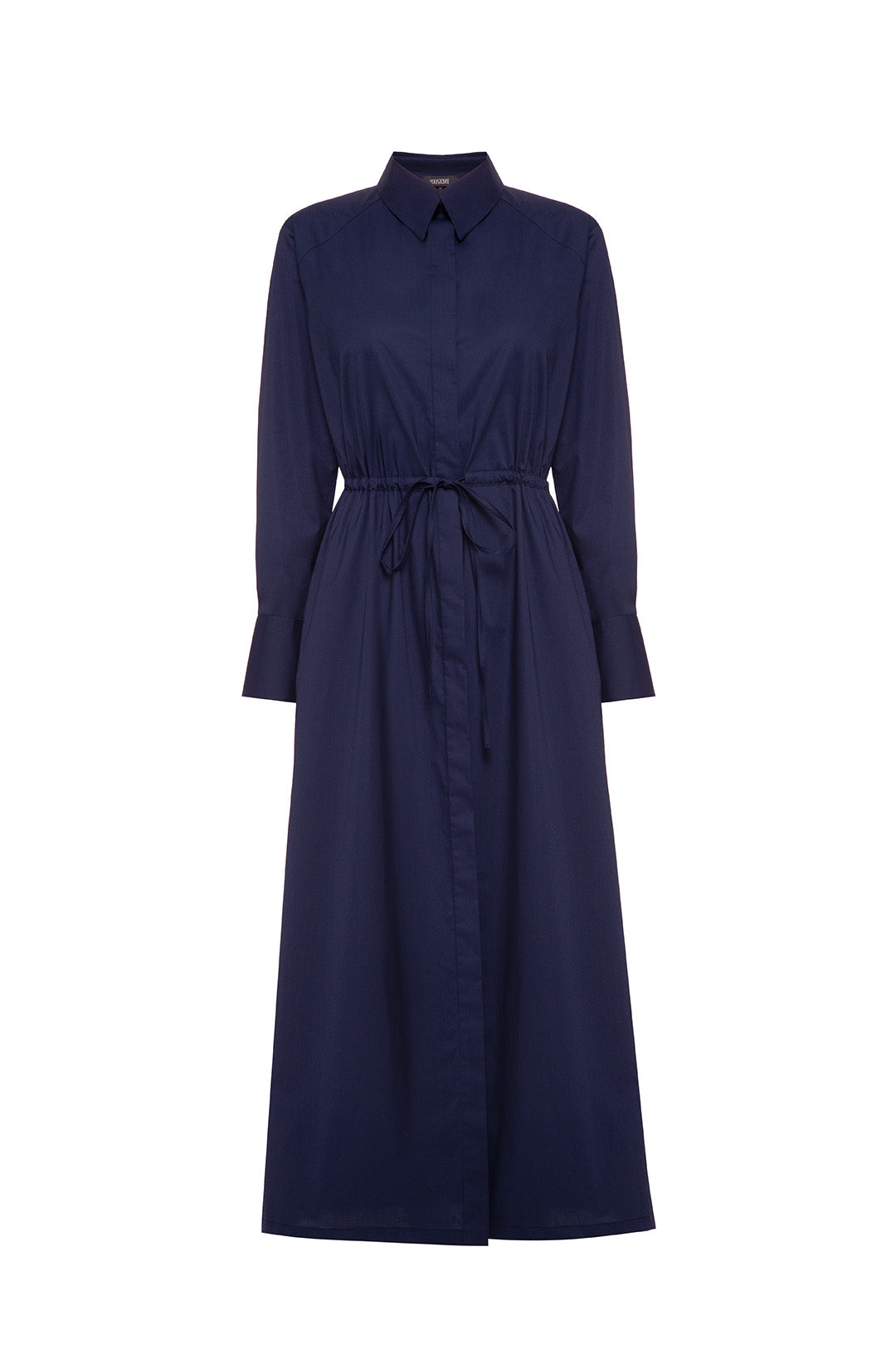 Navy blue cotton shirt dress