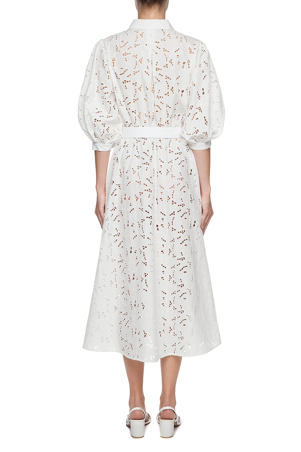White embroidered shirt-dress