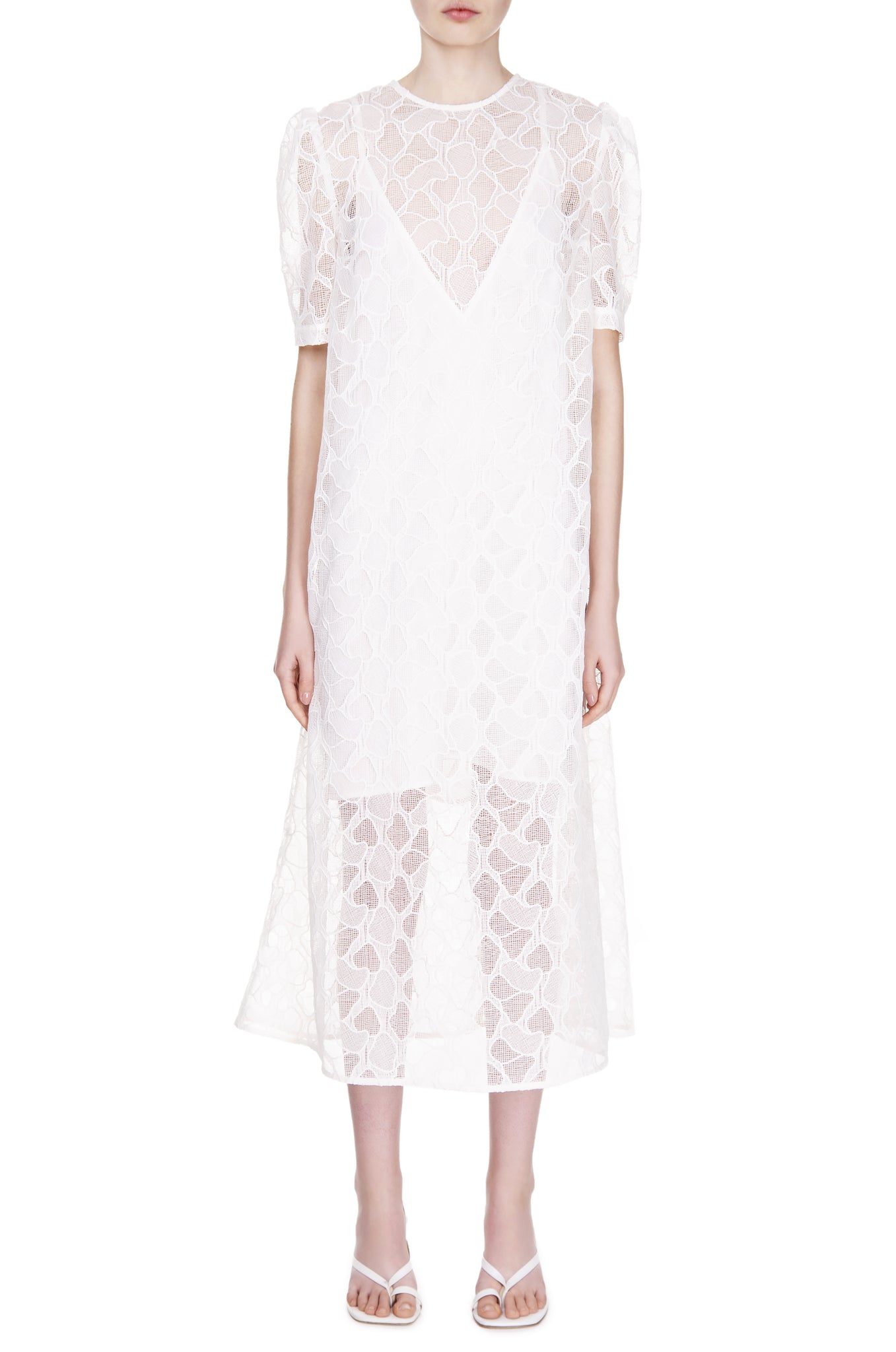 White embroidered midi dress
