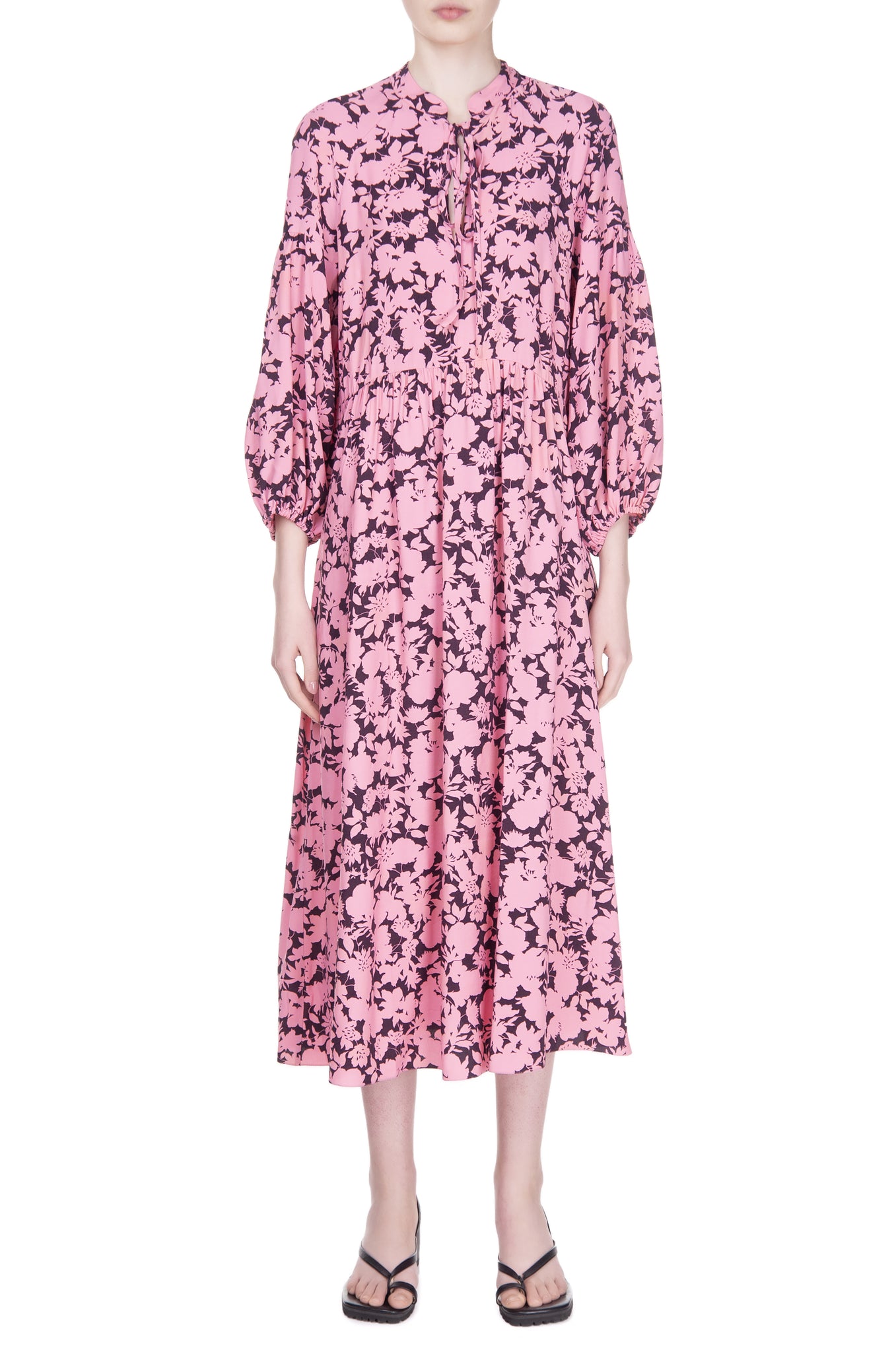 Pink printed midi dress